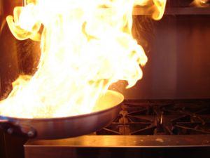Pan on Fire Cooking