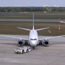 Plane being towed