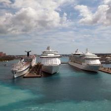 Cruise ships docked at port