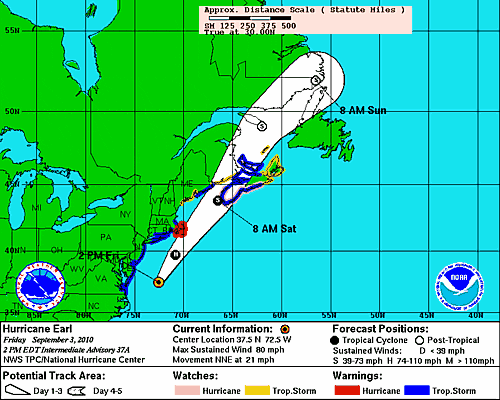 Tracking Hurricane Earl - National Hurricane Center graphic